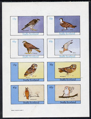 Staffa 1982 Birds of Prey #06 (Sparrow Hawk, Buzzard, Barn Owl etc) imperf,set of 8 values (15p to 60p) unmounted mint