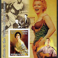 Somaliland 2002 A Tribute to the Woman of the Century #01 - The Queen Mother imperf m/sheet also showing Marilyn, Elvis, Walt Disney & Babe Ruth, unmounted mint