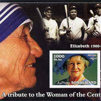 Somaliland 2002 A Tribute to the Woman of the Century #02 - The Queen Mother imperf m/sheet also showing Mother Teresa, Walt Disney & Babe Ruth, unmounted mint