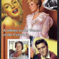 Somaliland 2002 A Tribute to the Woman of the Century #07 - The Queen Mother imperf m/sheet also showing Walt Disney, Diana, Marilyn & Elvis, unmounted mint. Note this item is privately produced and is offered purely on its thematic appeal