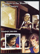 Somaliland 2002 A Tribute to the Woman of the Century #10 - The Queen Mother imperf m/sheet also showing Walt Disney (on Train) & Diana, unmounted mint. Note this item is privately produced and is offered purely on its thematic appeal