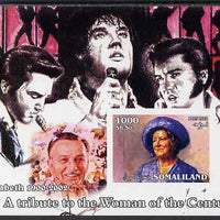 Somaliland 2002 A Tribute to the Woman of the Century #12 - The Queen Mother imperf m/sheet also showing Walt Disney & Elvis, unmounted mint. Note this item is privately produced and is offered purely on its thematic appeal