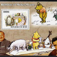 Benin 2003 75th Birthday of Mickey Mouse - Winnie the Pooh #1 (also shows Elvis & Walt Disney) perf m/sheet unmounted mint