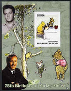 Benin 2003 75th Birthday of Mickey Mouse - Winnie the Pooh #4 (also shows Elvis & Walt Disney) imperf m/sheet unmounted mint. Note this item is privately produced and is offered purely on its thematic appeal