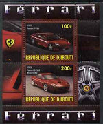 Djibouti 2009 Ferrari Cars #2 perf sheetlet containing 2 values (F430 & 575M) unmounted mint