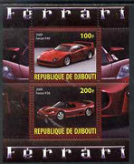 Djibouti 2009 Ferrari Cars #3 perf sheetlet containing 2 values (F40 & F50) unmounted mint