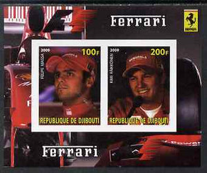 Djibouti 2009 Ferrari F1 Drivers imperf sheetlet containing 2 values (Massa & Raikkonen) unmounted mint