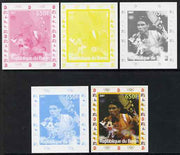 Benin 2007 Tennis #07 - Rafael Nadal individual deluxe sheet with Olympic Rings & Disney Character - the set of 5 imperf progressive proofs comprising the 4 individual colours plus all 4-colour composite, unmounted mint