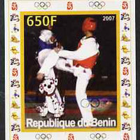 Benin 2007 Kick Boxing - individual imperf deluxe sheet with Olympic Rings & Disney Character unmounted mint. Note this item is privately produced and is offered purely on its thematic appeal