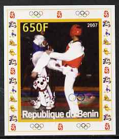 Benin 2007 Kick Boxing - individual imperf deluxe sheet with Olympic Rings & Disney Character unmounted mint. Note this item is privately produced and is offered purely on its thematic appeal