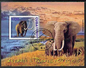 Cuba 2002 Prehistoric Animals (Mammoth & Elephant) perf m/sheet cto used