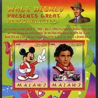 Malawi 2009 Walt Disney Presents Great Personalities - Ayrton Senna perf sheetlet containing 2 values unmounted mint