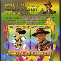 Malawi 2009 Walt Disney Presents Great Personalities - Baden Powell perf sheetlet containing 2 values unmounted mint