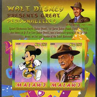 Malawi 2009 Walt Disney Presents Great Personalities - Baden Powell imperf sheetlet containing 2 values unmounted mint