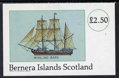 Bernera 1982 Fishing Boats (Whaling Bark) imperf deluxe sheet (£2.50 value) unmounted mint