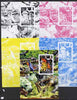 Somalia 2002 Butterflies, Orchids & Fungi #1 m/sheet with Scout Logo & various animals in background - the set of 5 imperf progressive proofs comprising the 4 individual colours plus all 4-colour composite, unmounted mint