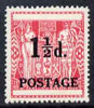 New Zealand 1950 Surcharged 1.5d on undenominated Postal Fiscal Arms stamp unmounted mint SG 700