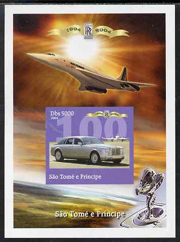 St Thomas & Prince Islands 2004 Rolls Royce Centenary #02 imperf s/sheet unmounted mint. Note this item is privately produced and is offered purely on its thematic appeal