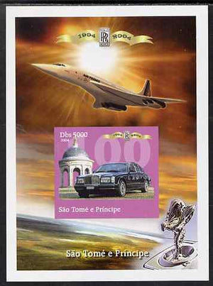 St Thomas & Prince Islands 2004 Rolls Royce Centenary #04 imperf s/sheet unmounted mint. Note this item is privately produced and is offered purely on its thematic appeal