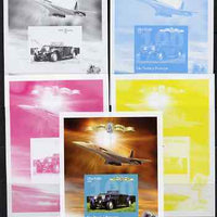 St Thomas & Prince Islands 2004 Rolls Royce Centenary #05 s/sheet - the set of 5 imperf progressive proofs comprising the 4 individual colours plus all 4-colour composite, unmounted mint