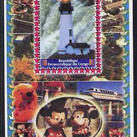 Congo 2005 Lighthouses #02 perf s/sheet with Disney characters in background unmounted mint