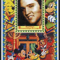 Congo 2005 Elvis Presley #04 perf s/sheet with Disney characters in background unmounted mint