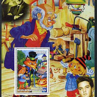 Benin 2003 75th Birthday of Mickey Mouse - Pinocchio #02 (also shows Elvis & Walt Disney) perf m/sheet unmounted mint. Note this item is privately produced and is offered purely on its thematic appeal