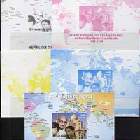 Chad 2009 World Personalities - Mahatma Gandhi s/sheet - the set of 5 imperf progressive proofs comprising the 4 individual colours plus all 4-colour composite, unmounted mint.