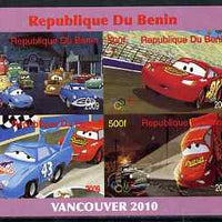 Benin 2009 Disney's Lightning McQueen & Olympics #01 imperf sheetlet containing 4 values unmounted mint. Note this item is privately produced and is offered purely on its thematic appeal