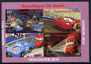 Benin 2009 Disney's Lightning McQueen & Olympics #01 imperf sheetlet containing 4 values unmounted mint. Note this item is privately produced and is offered purely on its thematic appeal