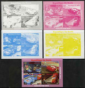 Benin 2009 Disney's Lightning McQueen & Olympics #01 sheetlet containing 4 values, the set of 5 imperf progressive proofs comprising the 4 individual colours plus all 4-colour composite, unmounted mint