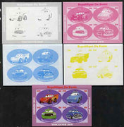 Benin 2009 Disney's Lightning McQueen & Olympics #02 sheetlet containing 4 values, the set of 5 imperf progressive proofs comprising the 4 individual colours plus all 4-colour composite, unmounted mint