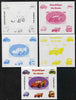 Benin 2009 Disney's Lightning McQueen & Olympics #02 individual deluxe sheet the set of 5 imperf progressive proofs comprising the 4 individual colours plus all 4-colour composite, unmounted mint