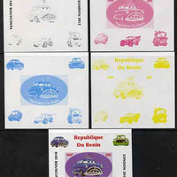 Benin 2009 Disney's Lightning McQueen & Olympics #03 individual deluxe sheet the set of 5 imperf progressive proofs comprising the 4 individual colours plus all 4-colour composite, unmounted mint