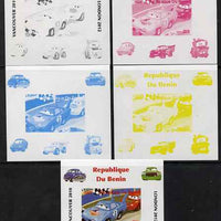 Benin 2009 Disney's Lightning McQueen & Olympics #04 individual deluxe sheet the set of 5 imperf progressive proofs comprising the 4 individual colours plus all 4-colour composite, unmounted mint