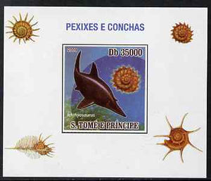 St Thomas & Prince Islands 2009 Dinosaurs (Fish) & Shells #01 individual imperf deluxe sheet unmounted mint. Note this item is privately produced and is offered purely on its thematic appeal