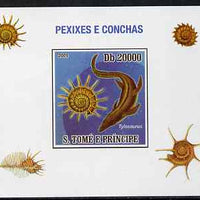 St Thomas & Prince Islands 2009 Dinosaurs (Fish) & Shells #02 individual imperf deluxe sheet unmounted mint. Note this item is privately produced and is offered purely on its thematic appeal