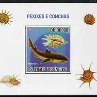 St Thomas & Prince Islands 2009 Dinosaurs (Fish) & Shells #03 individual imperf deluxe sheet unmounted mint. Note this item is privately produced and is offered purely on its thematic appeal