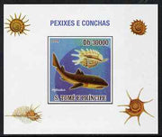 St Thomas & Prince Islands 2009 Dinosaurs (Fish) & Shells #03 individual imperf deluxe sheet unmounted mint. Note this item is privately produced and is offered purely on its thematic appeal