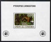 Comoro Islands 2009 WWF - Flying Fox (Fruit Bat) #01 individual imperf deluxe sheet unmounted mint. Note this item is privately produced and is offered purely on its thematic appeal, it has no postal validity