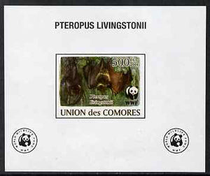 Comoro Islands 2009 WWF - Flying Fox (Fruit Bat) #01 individual imperf deluxe sheet unmounted mint. Note this item is privately produced and is offered purely on its thematic appeal, it has no postal validity