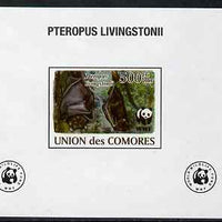 Comoro Islands 2009 WWF - Flying Fox (Fruit Bat) #02 individual imperf deluxe sheet unmounted mint. Note this item is privately produced and is offered purely on its thematic appeal, it has no postal validity