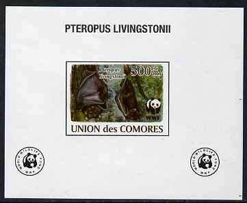 Comoro Islands 2009 WWF - Flying Fox (Fruit Bat) #02 individual imperf deluxe sheet unmounted mint. Note this item is privately produced and is offered purely on its thematic appeal, it has no postal validity