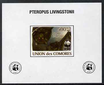 Comoro Islands 2009 WWF - Flying Fox (Fruit Bat) #04 individual imperf deluxe sheet unmounted mint. Note this item is privately produced and is offered purely on its thematic appeal, it has no postal validity