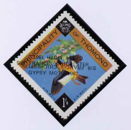 Thomond 1967 Bird 1s6d (Diamond-shaped) with 'Sir Francis Chichester, Gypsy Moth 1967' overprint doubled, one inverted, unmounted mint but slight set-off on gummed side