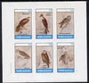 Staffa 1982 Birds of Prey #09 (Marsh Harrier, Owls etc) imperf set of 6 values (15p to 75p) unmounted mint