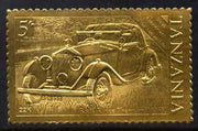 Tanzania 1986 Centenary of Motoring 5s Rolls Royce embossed in 22k gold foil unmounted mint as SG 457