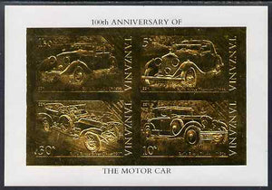 Tanzania 1986 Centenary of Motoring imperf m/sheet embossed in 22k gold foil unmounted mint similar to SG MS 460