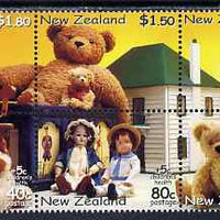 New Zealand 2000 Health - Teddy Bears & Dolls perf se-tenant block of 6 unmounted mint, SG 2360-65