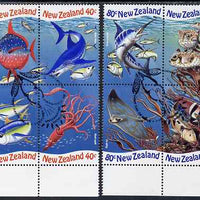 New Zealand 1998 International Year of the Ocean perf set of 8 (2 se-tenant blocks of 4) fine used SG 2206-13